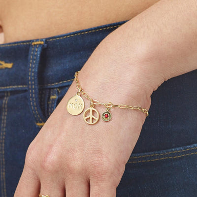 Birth Jewel Mini Disk Charm With Ruby Jewelry Helen Ficalora 14k Yellow Gold For Necklaces And Bracelets