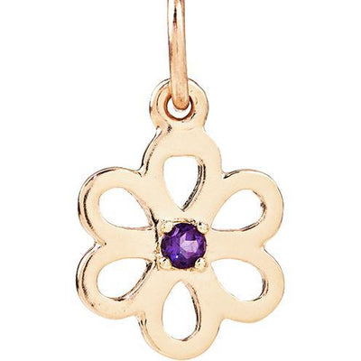 Birth Jewel Flower Charm With Amethyst Jewelry Helen Ficalora 14k Yellow Gold