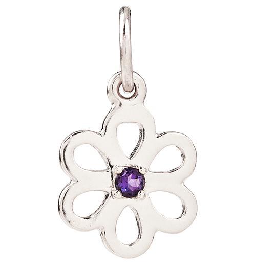 Birth Jewel Flower Charm With Amethyst Jewelry Helen Ficalora 14k White Gold