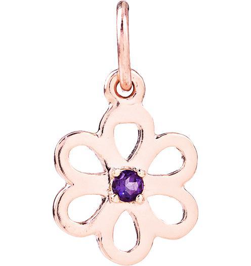 Birth Jewel Flower Charm With Amethyst Jewelry Helen Ficalora 14k Pink Gold