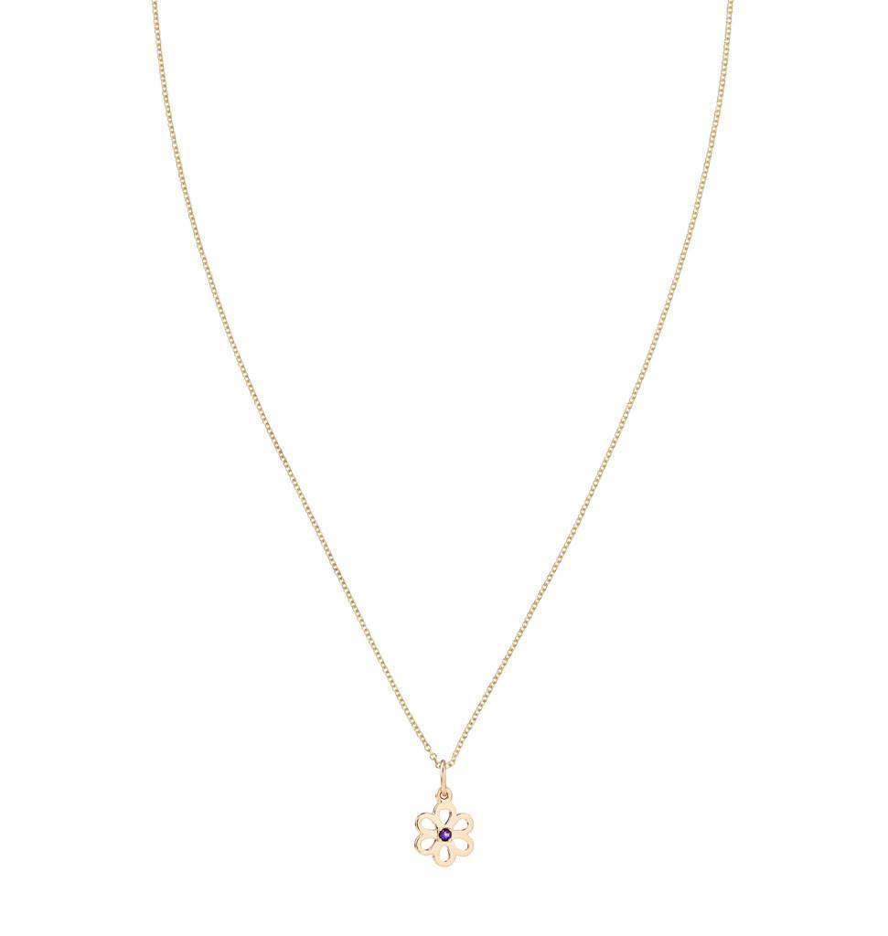Birth Jewel Flower Charm With Amethyst Jewelry Helen Ficalora 