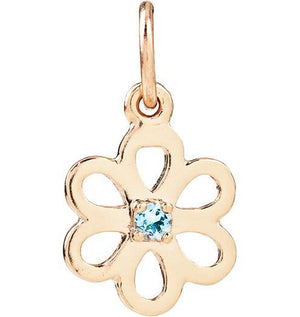 Birth Jewel Flower Charm With Aquamarine Jewelry Helen Ficalora 14k Yellow Gold