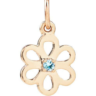 Birth Jewel Flower Charm With Aquamarine Jewelry Helen Ficalora 14k Yellow Gold