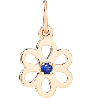 Birth Jewel Flower Charm With Blue Sapphire Jewelry Helen Ficalora 14k Yellow Gold