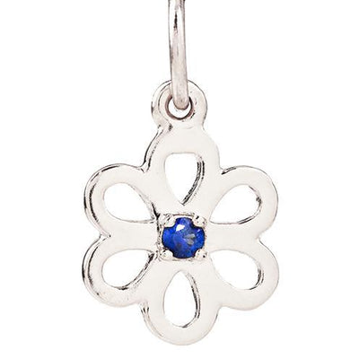 Birth Jewel Flower Charm With Blue Sapphire Jewelry Helen Ficalora 14k White Gold