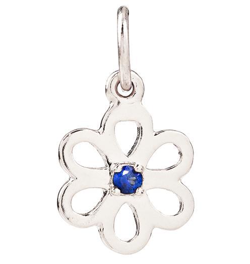 Birth Jewel Flower Charm With Blue Sapphire Jewelry Helen Ficalora 14k White Gold