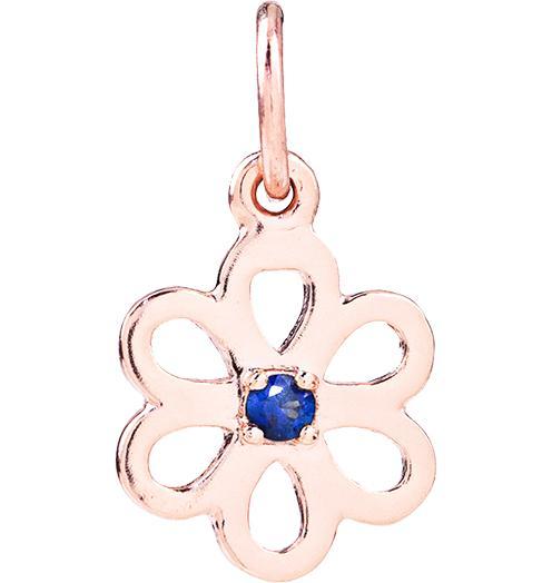 Birth Jewel Flower Charm With Blue Sapphire Jewelry Helen Ficalora 14k Pink Gold