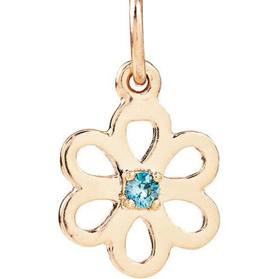 Birth Jewel Flower Charm With Blue Zircon Jewelry Helen Ficalora 14k Yellow Gold