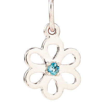 Birth Jewel Flower Charm With Blue Zircon Jewelry Helen Ficalora 14k White Gold