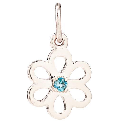 Birth Jewel Flower Charm With Blue Zircon Jewelry Helen Ficalora 14k White Gold