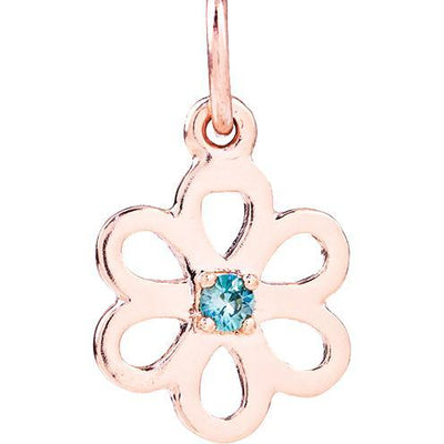 Birth Jewel Flower Charm With Blue Zircon Jewelry Helen Ficalora 14k Pink Gold