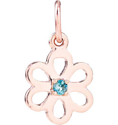Birth Jewel Flower Charm With Blue Zircon Jewelry Helen Ficalora 14k Pink Gold