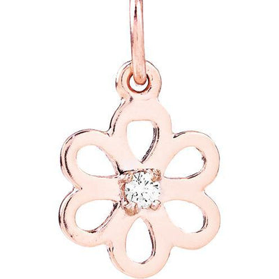 Birth Jewel Flower Charm With Diamond Jewelry Helen Ficalora 14k Pink Gold For Necklaces And Bracelets