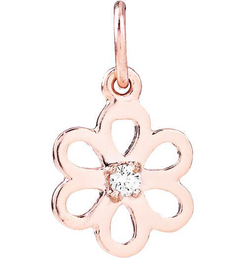 Birth Jewel Flower Charm With Diamond Jewelry Helen Ficalora 14k Pink Gold For Necklaces And Bracelets