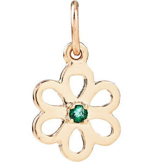 Birth Jewel Flower Charm With Emerald Jewelry Helen Ficalora 14k Yellow Gold For Necklaces And Bracelets