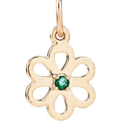 Birth Jewel Flower Charm With Emerald Jewelry Helen Ficalora 14k Yellow Gold For Necklaces And Bracelets