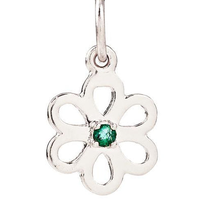 Birth Jewel Flower Charm With Emerald Jewelry Helen Ficalora 14k White Gold For Necklaces And Bracelets