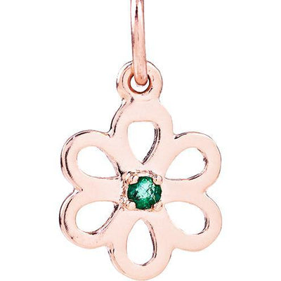 Birth Jewel Flower Charm With Emerald Jewelry Helen Ficalora 14k Pink Gold For Necklaces And Bracelets