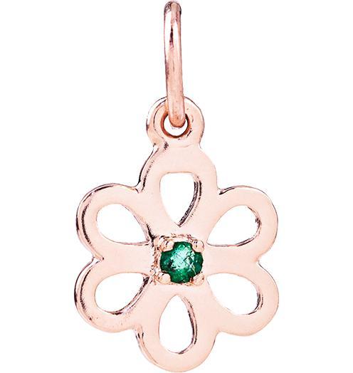 Birth Jewel Flower Charm With Emerald Jewelry Helen Ficalora 14k Pink Gold For Necklaces And Bracelets