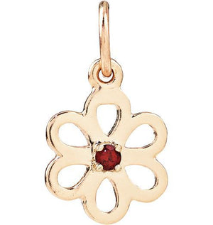 Birth Jewel Flower Charm With Garnet Jewelry Helen Ficalora 14k Yellow Gold