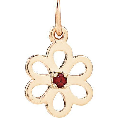 Birth Jewel Flower Charm With Garnet Jewelry Helen Ficalora 14k Yellow Gold