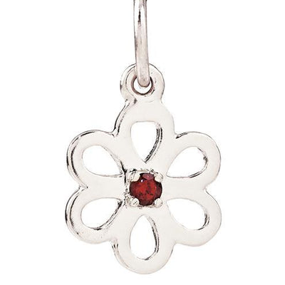 Birth Jewel Flower Charm With Garnet Jewelry Helen Ficalora 14k White Gold