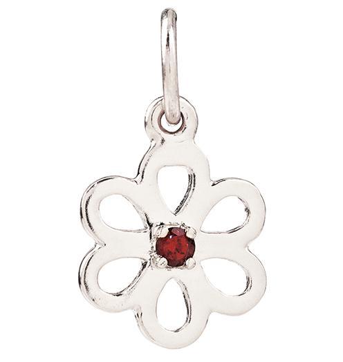 Birth Jewel Flower Charm With Garnet Jewelry Helen Ficalora 14k White Gold