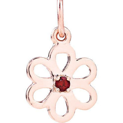 Birth Jewel Flower Charm With Garnet Jewelry Helen Ficalora 14k Pink Gold