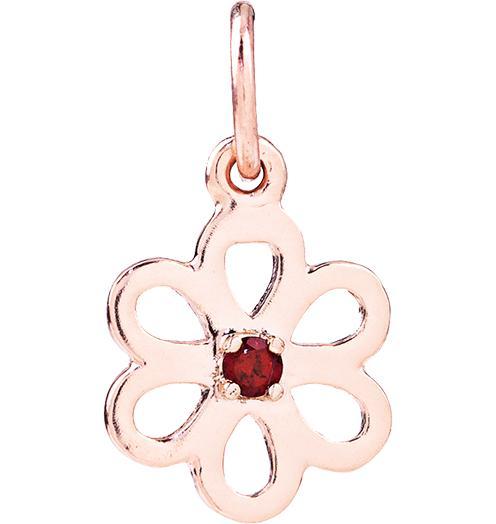 Birth Jewel Flower Charm With Garnet Jewelry Helen Ficalora 14k Pink Gold