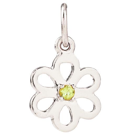 Birth Jewel Flower Charm With Peridot Jewelry Helen Ficalora 14k White Gold