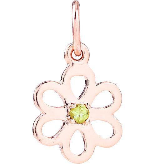 Birth Jewel Flower Charm With Peridot Jewelry Helen Ficalora 14k Pink Gold