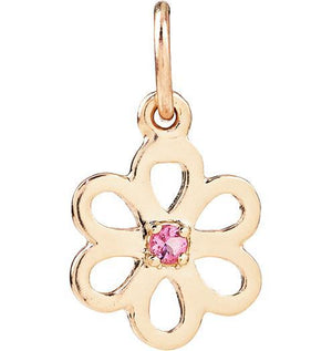 Birth Jewel Flower Charm With Pink Tourmaline Jewelry Helen Ficalora 14k Yellow Gold