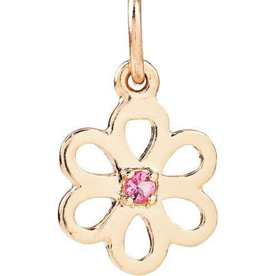 Birth Jewel Flower Charm With Pink Tourmaline Jewelry Helen Ficalora 14k Yellow Gold