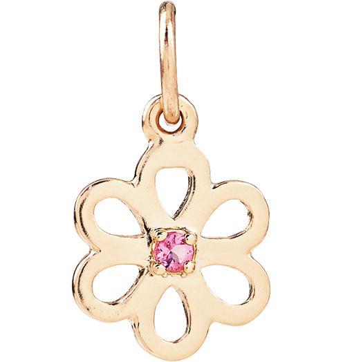 Birth Jewel Flower Charm With Pink Tourmaline Jewelry Helen Ficalora 14k Yellow Gold
