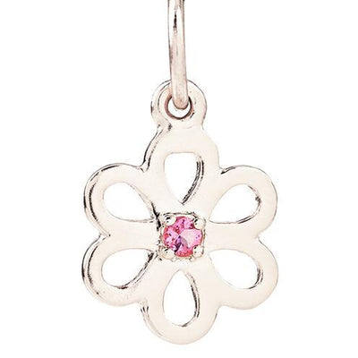 Birth Jewel Flower Charm With Pink Tourmaline Jewelry Helen Ficalora 14k White Gold