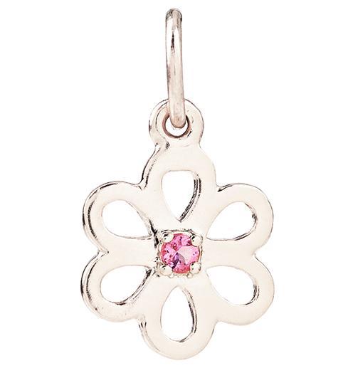 Birth Jewel Flower Charm With Pink Tourmaline Jewelry Helen Ficalora 14k White Gold