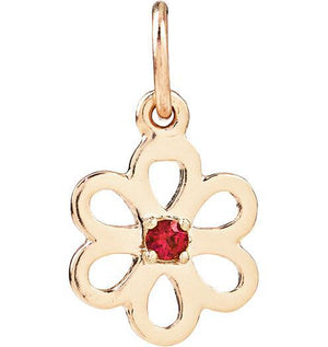Birth Jewel Flower Charm With Ruby Jewelry Helen Ficalora 14k Yellow Gold