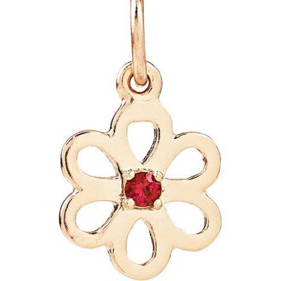 Birth Jewel Flower Charm With Ruby Jewelry Helen Ficalora 14k Yellow Gold