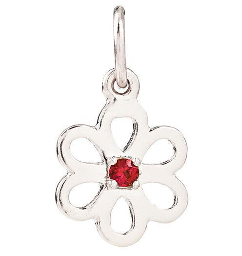 Birth Jewel Flower Charm With Ruby Jewelry Helen Ficalora 14k White Gold