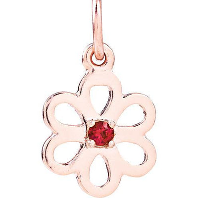 Birth Jewel Flower Charm With Ruby Jewelry Helen Ficalora 14k Pink Gold