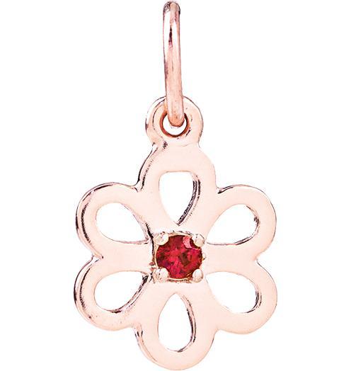 Birth Jewel Flower Charm With Ruby Jewelry Helen Ficalora 14k Pink Gold