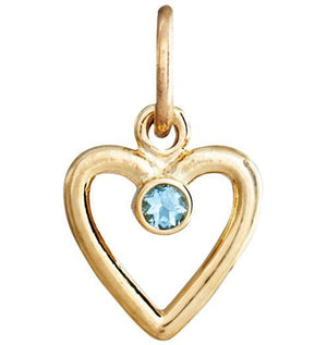 Birth Jewel Heart Charm With Aquamarine Jewelry Helen Ficalora 14k Yellow Gold