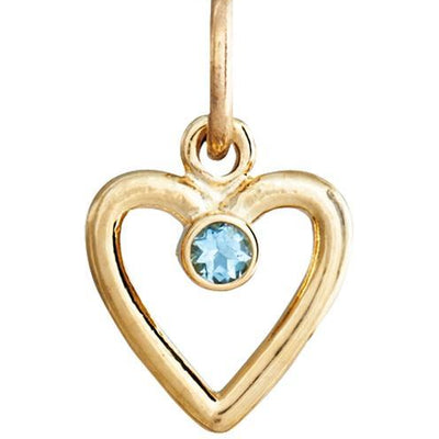 Birth Jewel Heart Charm With Aquamarine Jewelry Helen Ficalora 14k Yellow Gold