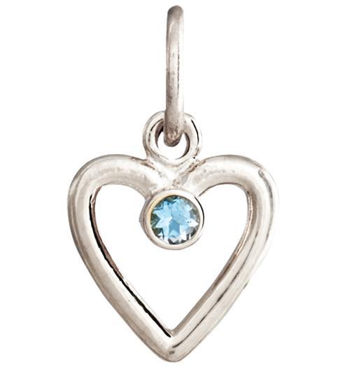 Birth Jewel Heart Charm With Aquamarine Jewelry Helen Ficalora 14k White Gold