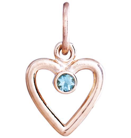 Birth Jewel Heart Charm With Aquamarine Jewelry Helen Ficalora 14k Pink Gold