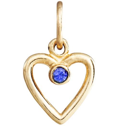 Birth Jewel Heart Charm With Blue Sapphire Jewelry Helen Ficalora 14k Yellow Gold