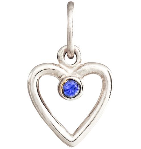 Birth Jewel Heart Charm With Blue Sapphire Jewelry Helen Ficalora 14k White Gold