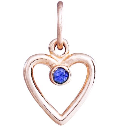 Birth Jewel Heart Charm With Blue Sapphire Jewelry Helen Ficalora 14k Pink Gold