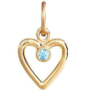 Birth Jewel Heart Charm With Blue Zircon Jewelry Helen Ficalora 14k Yellow Gold