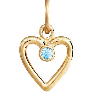 Birth Jewel Heart Charm With Blue Zircon Jewelry Helen Ficalora 14k Yellow Gold